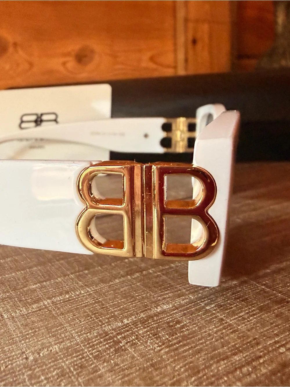 Balenciaga White Rectangular Slim Sunglasses with Dark Lenses